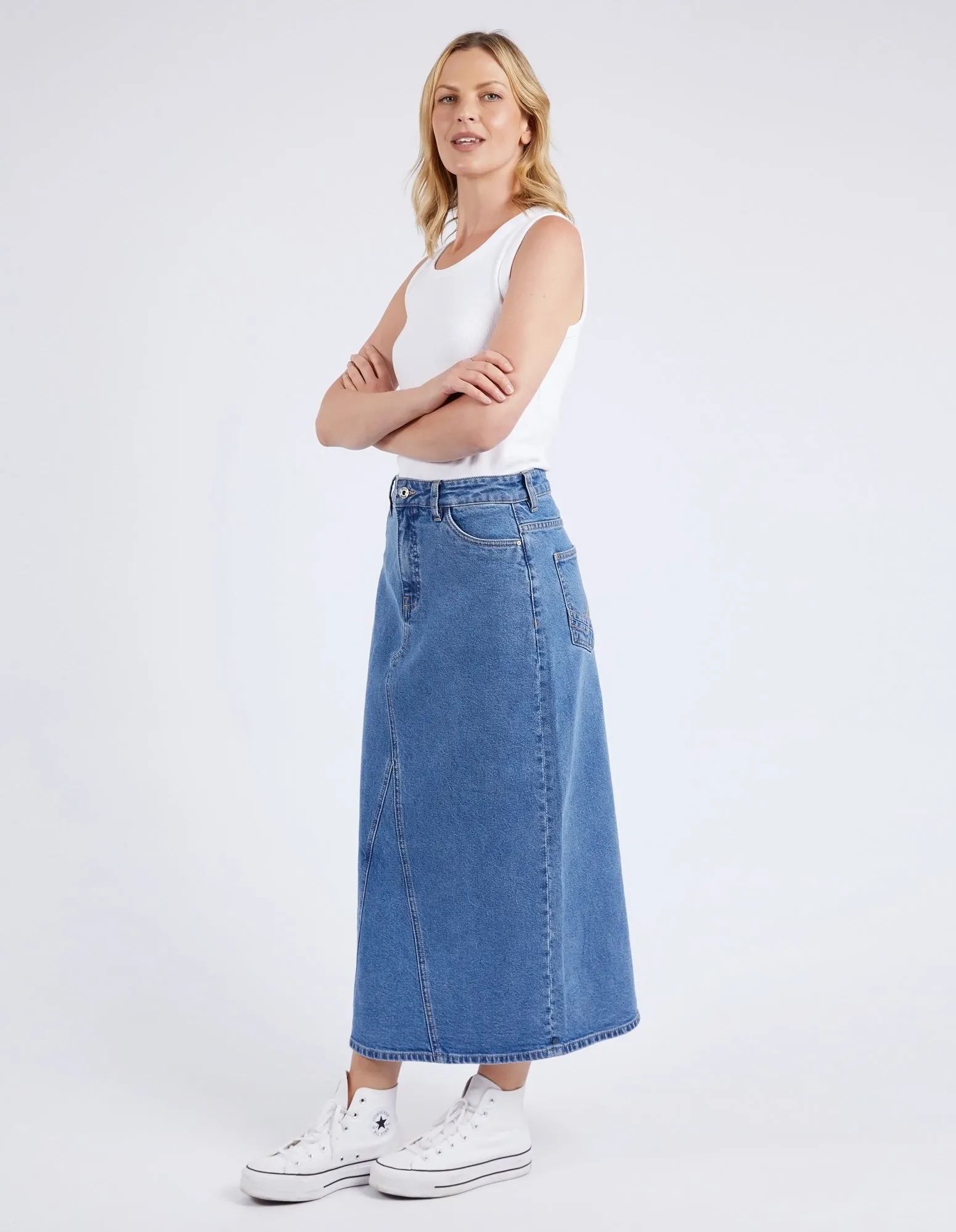 Zoe midi denim skirt